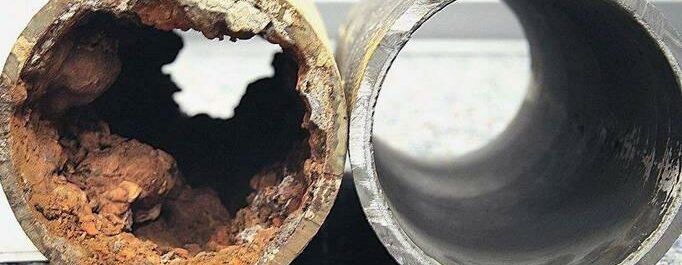 hard water sediment in pipes.